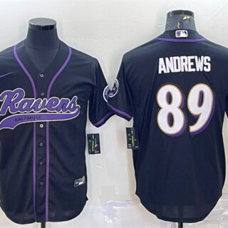 Men's Baltimore Ravens #89 Mark Andrews Black With Patch Cool Base Stitched Baseball Jersey