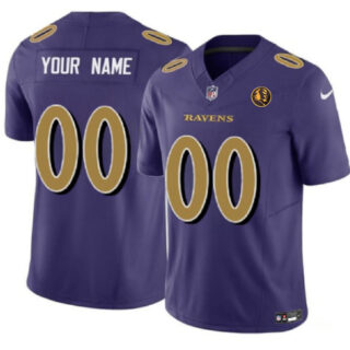 Men's Baltimore Ravens Active Player Custom Purple 2023 F.U.S.E. With John Madden Patch Color Rush Limited Football Jersey
