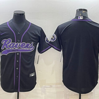 Men's Baltimore Ravens Blank Black With Patch Cool Base Stitched Baseball Jersey