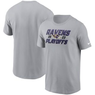 Men's Baltimore Ravens Gray 2023 NFL Playoffs Iconic T-Shirt