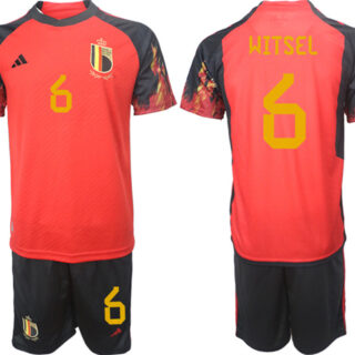 Men's Belgium #6 Witsel Red 2022 FIFA World Cup Home Soccer Jersey Suit