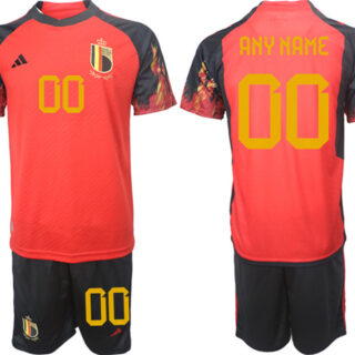 Men's Belgium Custom Red 2022 FIFA World Cup Home Soccer Jersey Suit
