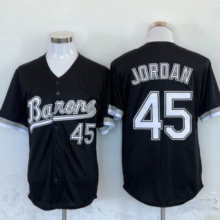 Men's Birmingham Barons #45 Michael Jordan Black Throwback Stitched Baseball Jersey