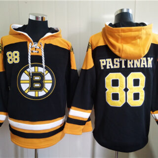 Men's Boston Bruins #88 David Pastrnak Black Ageless Must-Have Lace-Up Pullover Hoodie