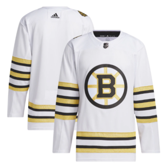 Men's Boston Bruins Blank White 100th Anniversary Primegreen Stitched Jersey