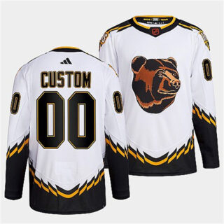 Men's Boston Bruins Custom White 2022 Reverse Retro Stitched Jersey