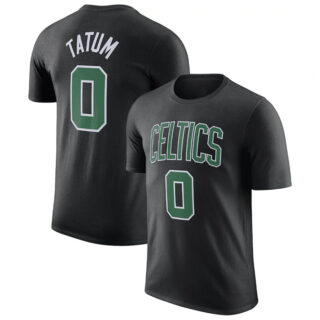 Men's Boston Celtics #0 Jayson Tatum Black 2022 23 Statement Edition Name & Number T-Shirt