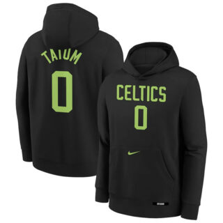 Men's Boston Celtics #0 Jayson Tatum Black 2024 25 City Edition Fleece Club Pullover Hoodie