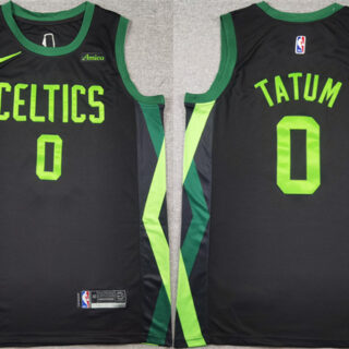 Men's Boston Celtics #0 Jayson Tatum Black 2024-25 City Edition Stitched Basketball Jersey