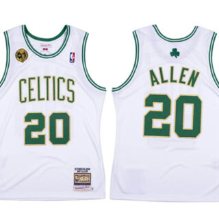 Men's Boston Celtics #20 Ray Allen White Throwback 2008-09 Stitched Jersey