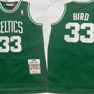 Men's Boston Celtics #33 Larry Bird 1995-96 Green Throwback Stitched Jersey