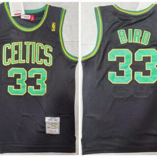 Men's Boston Celtics #33 Larry Bird Black Throwback Stitched Jersey