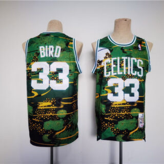 Men's Boston Celtics #33 Larry Bird Green Black Throwback Stitched Jersey