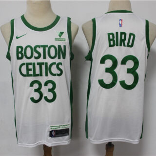 Men's Boston Celtics #33 Larry Bird White 2021 Nike City Edition Swingman Stitched NBA Jersey With The Sponsor Logo