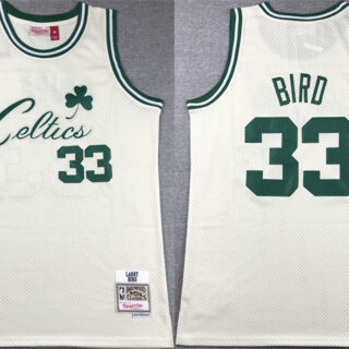 Men's Boston Celtics #33 Larry Bird White Throwback Stitched Jersey