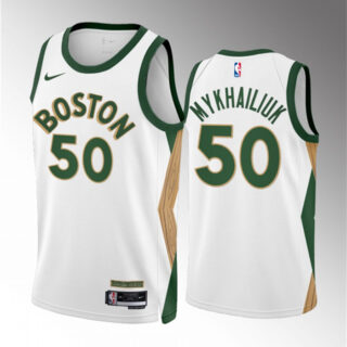Men's Boston Celtics #50 Svi Mykhailiuk White 2023 24 City Edition Stitched Basketball Jersey