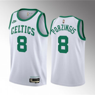 Men's Boston Celtics #8 Kristaps Porzingis White 2023 Draft Association Edition Stitched Basketball Jersey