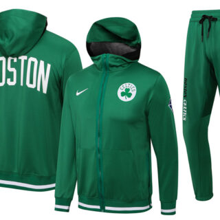 Men's Boston Celtics 75th Anniversary Green Performance Showtime Full-Zip Hoodie Jacket And Pants Suit