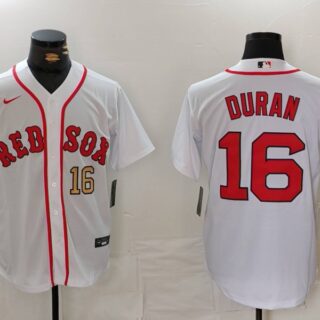 Men's Boston Red Sox #16 Jarren Duran White Stitched Baseball Jersey