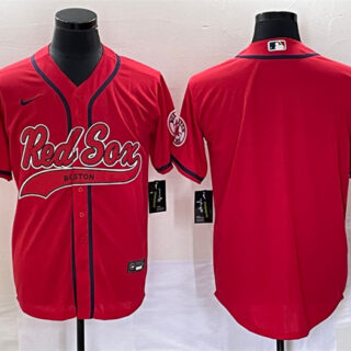 Men's Boston Red Sox Blank Red With Patch Cool Base Stitched Baseball Jersey