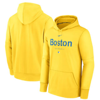 Men's Boston Red Sox Gold City Connect Pregame Performance Pullover Hoodie