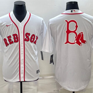 Men's Boston Red Sox White Team Big Logo Cool Base Stitched Jersey