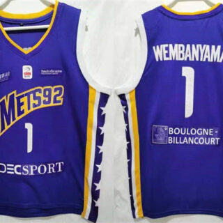 Men's Boulogne-Levallois Metropolitans 92 #1 Victor Wembanyama Purple Stitched
