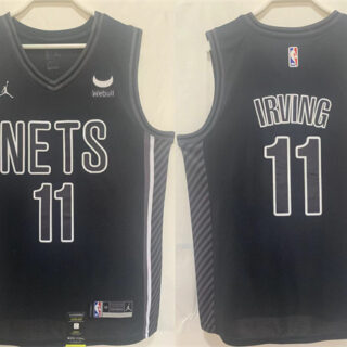 Men's Brooklyn Nets #11 Kyrie Irving Black Stitched Basketball Jersey