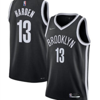 Men's Brooklyn Nets #13 James Harden 75th Anniversary Black Stitched Basketball Jersey