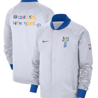 Men's Brooklyn Nets White 2022 23 City Edition Full-Zip Jacket