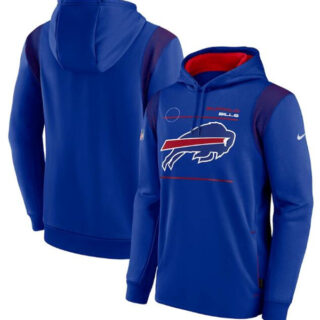 Men's Buffalo Bills 2021 Royal Sideline Logo Performance Pullover Hoodie