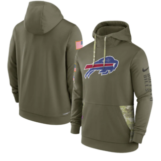 Men's Buffalo Bills 2022 Olive Salute To Service Therma Performance Pullover Hoodie