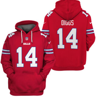 Men's Buffalo Bills #14 Stefon Diggs 2021 Red Pullover Hoodie