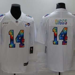 Men's Buffalo Bills #14 Stefon Diggs Multi Color White 2020 NFL Crucial Catch Vapor Untouchable Nike Limited Jersey