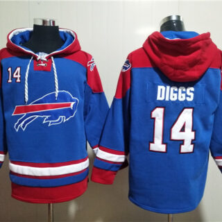 Men's Buffalo Bills #14 Stefon Diggs Red Blue Ageless Must-Have Lace-Up Pullover Hoodie
