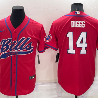 Men's Buffalo Bills #14 Stefon Diggs Red Cool Base Stitched Baseball Jersey
