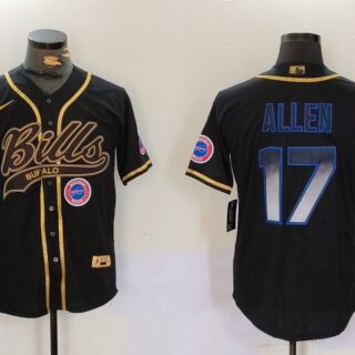 Men's Buffalo Bills #17 Josh Allen Black Cool Base Stitched Baseball Jerseys