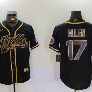 Men's Buffalo Bills #17 Josh Allen Black Cool Base Stitched Baseball Jerseys