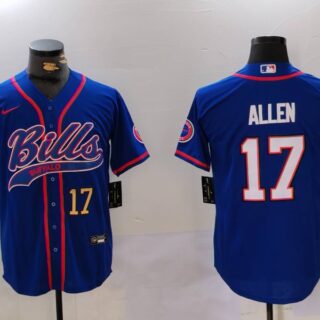 Men's Buffalo Bills #17 Josh Allen Blue Team Cool Base Stitched Baseball Jerseys