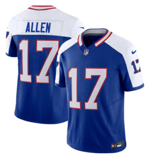 Men's Buffalo Bills #17 Josh Allen Blue White 2023 F.U.S.E. Throwback Vapor Untouchable Limited Stitched Jersey
