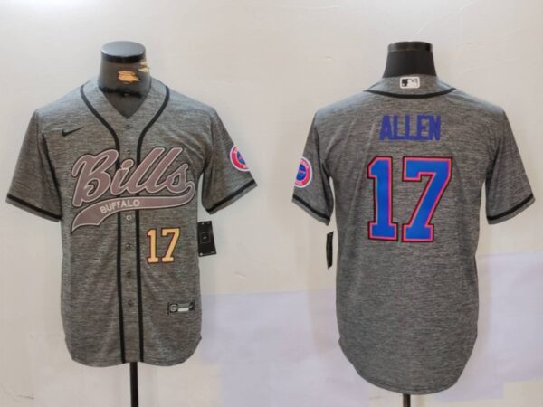 Men's Buffalo Bills #17 Josh Allen Grey Team Cool Base Stitched Baseball Jerseys