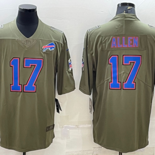 Men's Buffalo Bills #17 Josh Allen Olive Salute To Service Limited Stitched Jersey