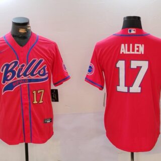 Men's Buffalo Bills #17 Josh Allen Red Cool Base Stitched Baseball Jerseys