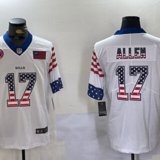 Men's Buffalo Bills #17 Josh Allen White 2019 USA Flag Fashion Limited Stitched Football Jerseys