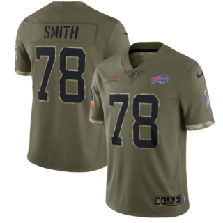 Men's Buffalo Bills #78 Bruce Smith Olive 2022 Salute To Service Limited Stitched Jersey
