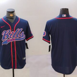 Men's Buffalo Bills Blank Navy Team Cool Base Stitched Baseball Jerseys