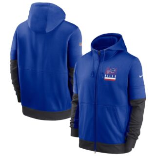 Men's Buffalo Bills New 2020 Nike Royal Gray Fan Gear Mascot Performance Full Zip Hoodie