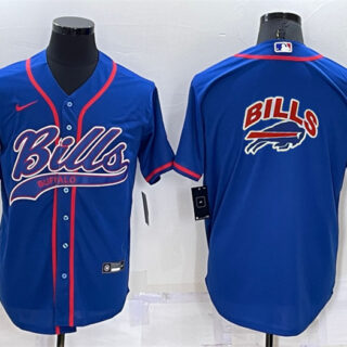 Men's Buffalo Bills Royal Team Big Logo With Patch Cool Base Stitched Baseball Jersey