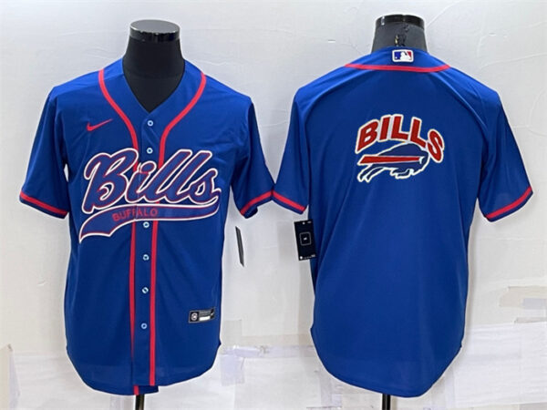 Men's Buffalo Bills Royal Team Big Logo With Patch Cool Base Stitched Baseball Jersey