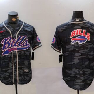 Men's Buffalo Bills big logo Camo Team Cool Base Stitched Baseball Jersey